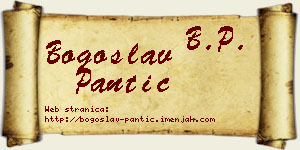 Bogoslav Pantić vizit kartica